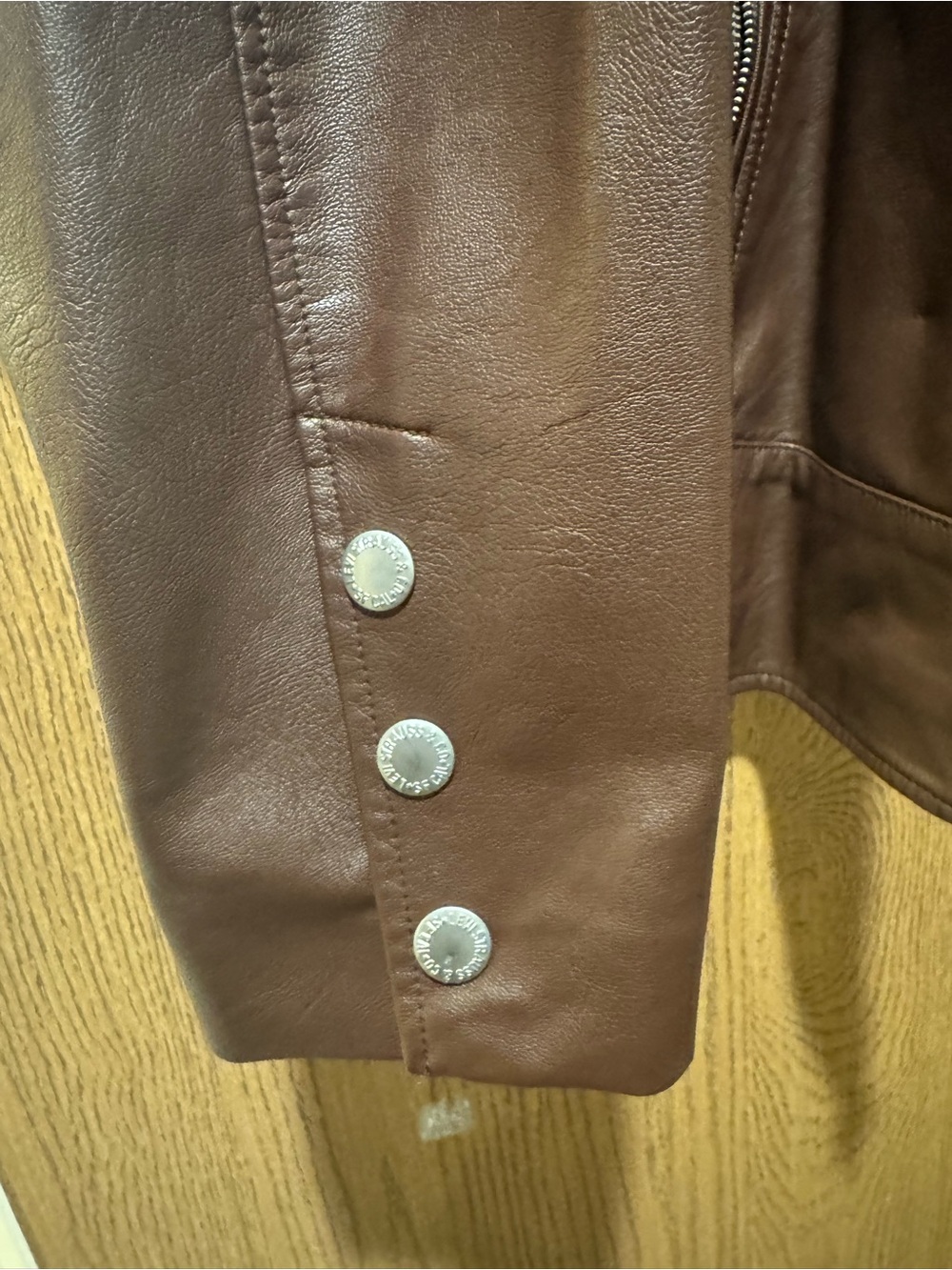 Levi's Chocolate Brown Faux Leather Moto Jacket with Zip Details - Picture 6 of 6